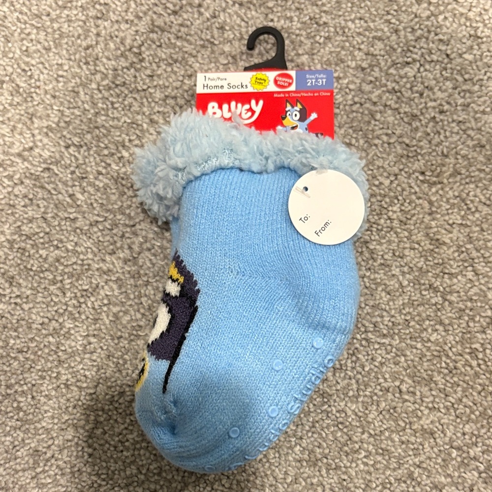 Kids Fluffy Home Socks - Bluey